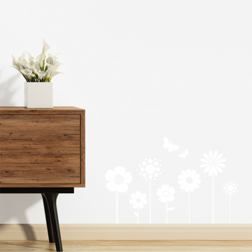 Wandtattoo Blumenreihe