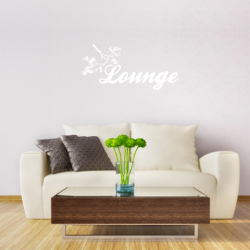 Lounge Schriftzug mit Blumenranke