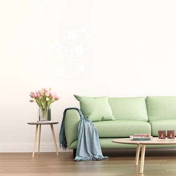 Blumen mit Kolibri Wandtattoo