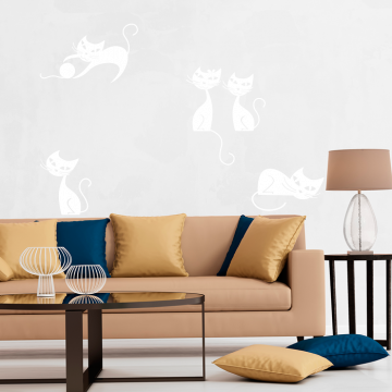 Katzen Set Wandtattoo