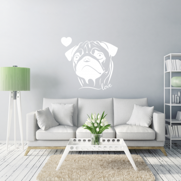 Mops Liebe Wandtattoo