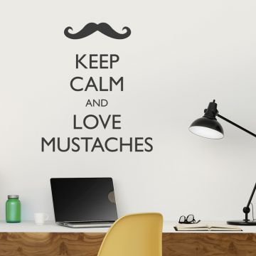 Wandtattoo Spruch - Keep calm and love mustaches