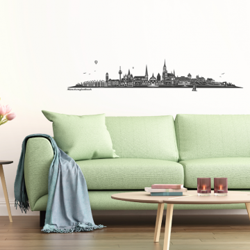 Wandtattoo Skyline Mönchengladbach ohne Fluss