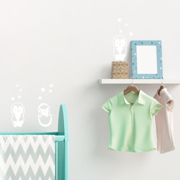 Wandtattoo A4-Set Pinguine mit Sternchen