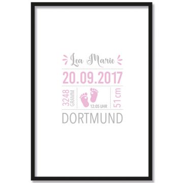 babyfüße rosa individualisierbares geburtsposter