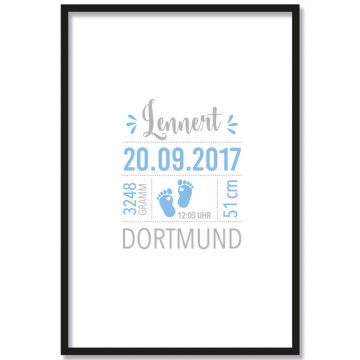 babyfüße blau individualisierbares geburtsposter