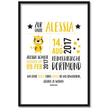 Poster Taufposter Tiger | individualisierbar