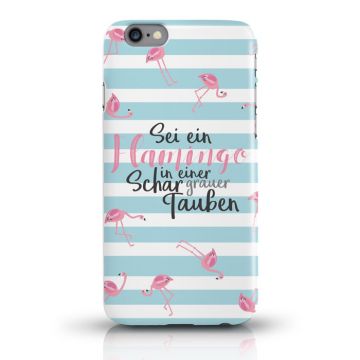 JUNIWORDS Handycase Sei ein Flamingo in einer Schar grauer Tauben