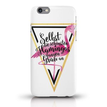 JUNIWORDS Handycase Selbst die schönsten Flamingos fangen Grau an