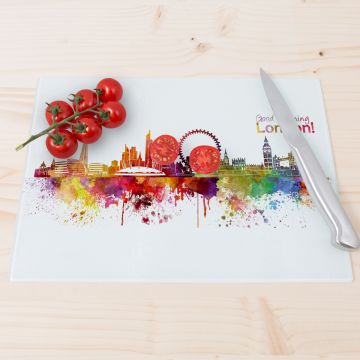 Glasschneidebrett Aquarell Skyline London