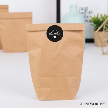 Geschenktüten mit Aufklebern "Danke" - schwarz