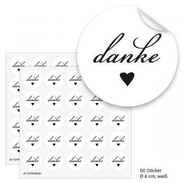 Geschenktüten mit Aufklebern "Danke" - weiss