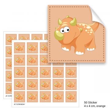 Geschenktüten mit Aufklebern "Triceratops" - orange
