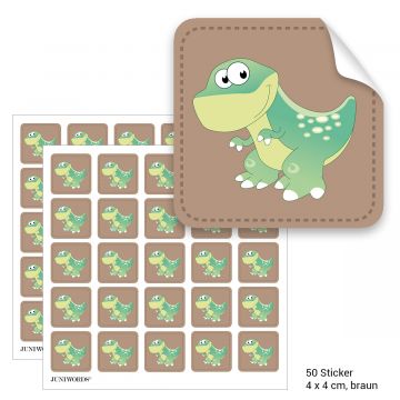 Geschenktüten mit Aufklebern "Tyrannosaurus" - braun