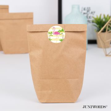 Geschenktüten mit Aufklebern "Flamingo" - gelb