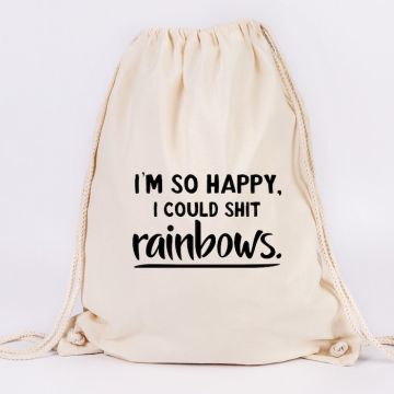 JUNIWORDS Turnbeutel I'm so happy, I could shit rainbows.