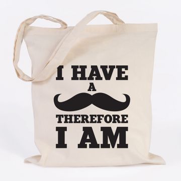 JUNIWORDS Jutebeutel I have a moustache therefore I am. Natur