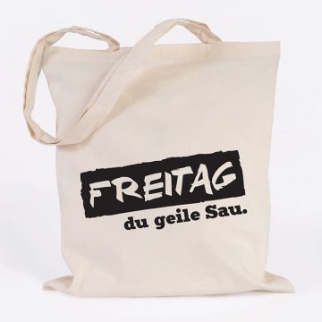 JUNIWORDS Jutebeutel FREITAG du geile Sau. Natur