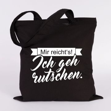 JUNIWORDS Jutebeutel Mir reichts. Ich geh rutschen. Schwarz