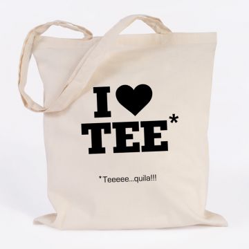 JUNIWORDS Jutebeutel "I love Teeeeequila". Natur