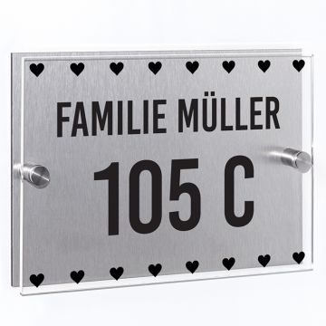 Hausnummernschild Herzen 