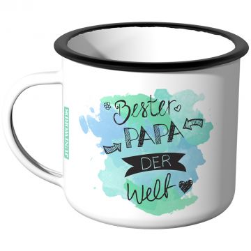 Emaille Tasse Bester Papa der Welt - Aquarell