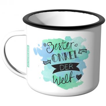 Emaille Tasse Bester Onkel der Welt - Aquarell