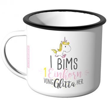 Emaille Tasse Halo I Bims 1 Einhorn