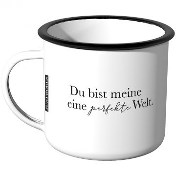 Emaille Tasse du bist meine kleine perfekte Welt