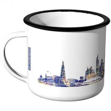 Emaille Tasse Skyline London bei Nacht