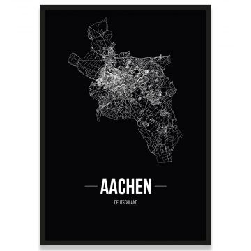 Aachen Stadtposter Straßennetz mit Rahmen