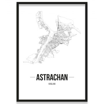 Stadtposter Straßennetz Astrachan mit Rahmen