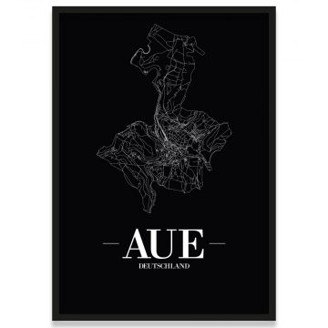 Stadtposter Aue Rahmen Black