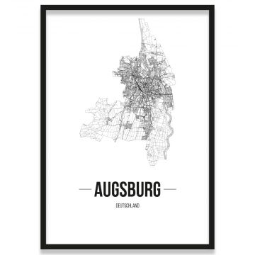 Stadtposter Augsburg Stadtplan mit Bilderrahmen