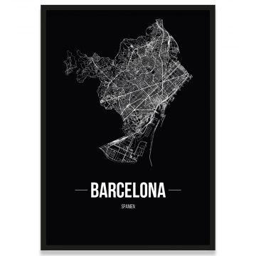 Poster Barcelona Schwarz