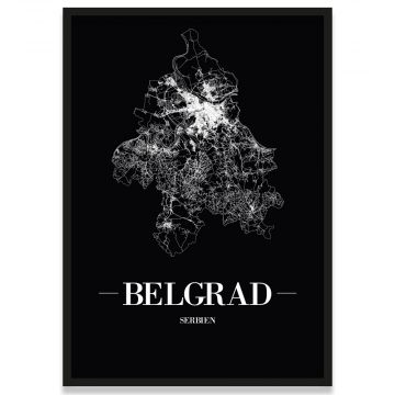 Straßenplan Belgrad Schwarz Poster