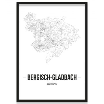 Poster Bergisch Gladbach Straßennetz mit Bilderrahmen