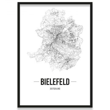 Poster Bielefeld Stadtplan mit Rahmen