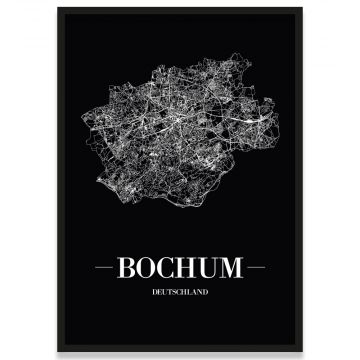 Straßennetz Bochum Poster Schwarz