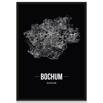 gerahmtes Poster der Stadt Bochum Black