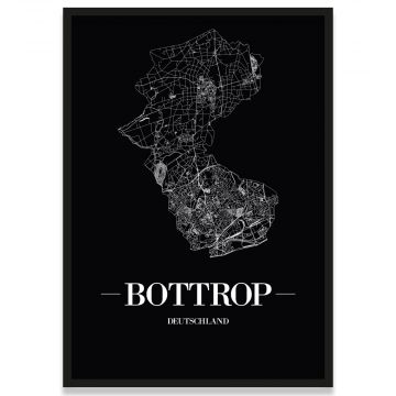 Stadtplan Poster Schwarz mit Bottrop
