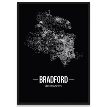 Schwarzer Hintergrund Straßennetz Bradford