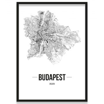 Poster Budapest Rahmen Straßennetz