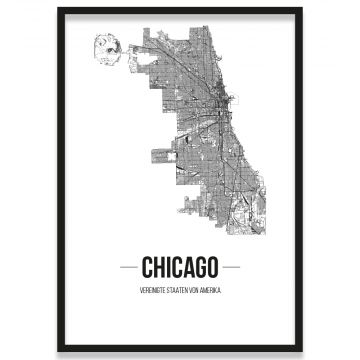Poster Chicago Stadtplan Rahmen