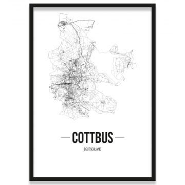 Cottbus Straßennetz mit Bilderrahmen