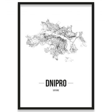 Poster Dnipro Straßenplan mit Rahmen