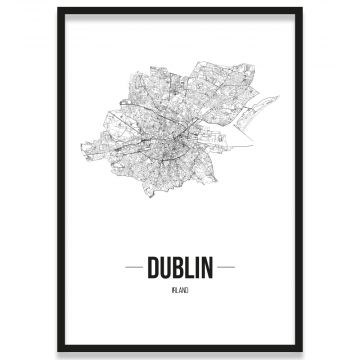 Poster Dublin Straßennetz mit Bilderrahmen