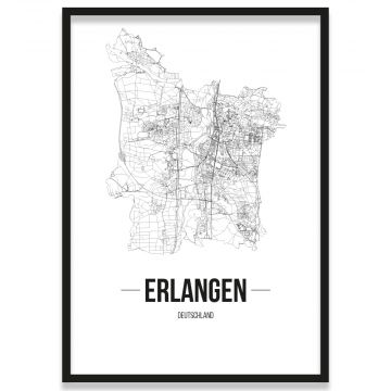 Stadtposter Erlangen mit Bilderrahmen Stadtplan