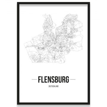 Poster Flensburg mit Straßennetz Bilderrahmen