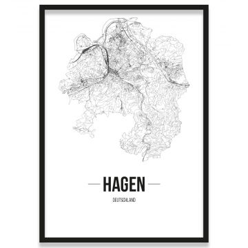 Poster Hagen Straßennetz Bilderrahmen
